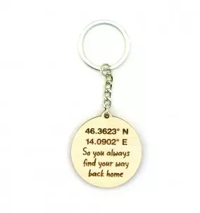 Compass Keychain - Back Side With Custom Text - Gift for people who love to travel.
