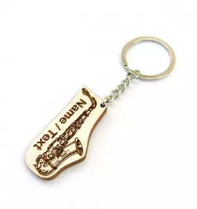 Saxophon-Schlüsselanhänger mit individuellem Text – personalisiertes Geschenk für Saxophonisten.