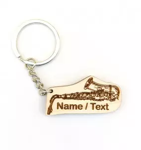 Saxophone Keychain With Custom Text - Personalized Gift for saxophonist.