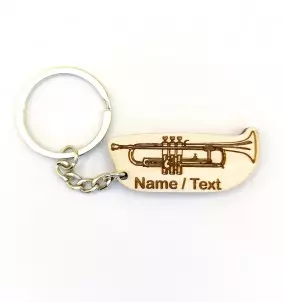 Trumpet Keychain With Custom Text - Personalized Gift for Trumpet players.