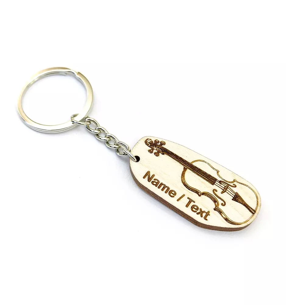 Violin Keychain With Custom Text - Gift For Musicians-Keychains-Pinedecor