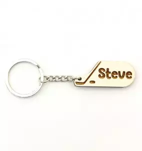 Personalized Hockey keychain with an engraved name of your choice. Gift for Hockey Players.