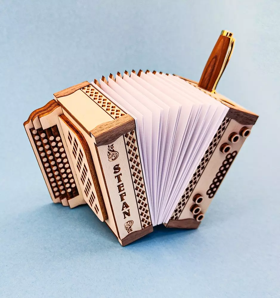 Accordion-shaped Pencil & Paper Slips Holder With Custom Name-Accordion gifts-Pinedecor