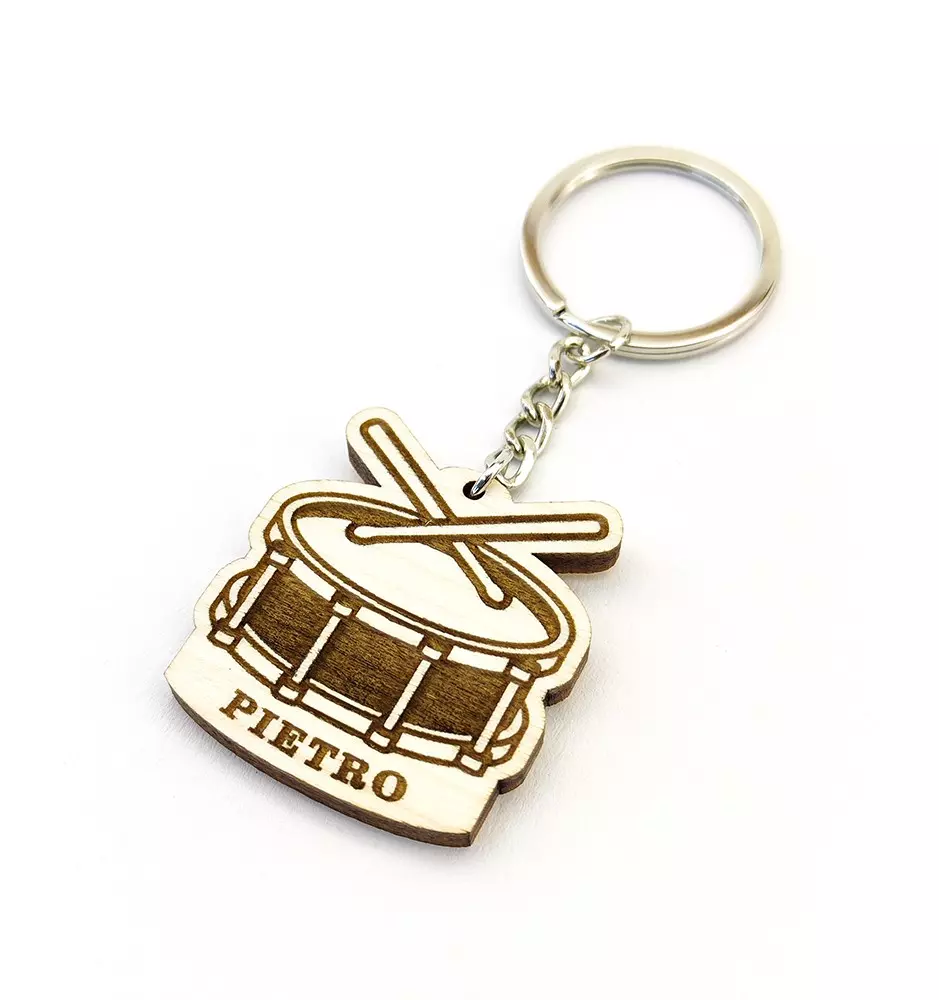 Personalized Gift For Drummers - Drum Keychain - Keyring made out of wood