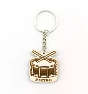 Personalized Drum Keychain - Keyring made out of wood
