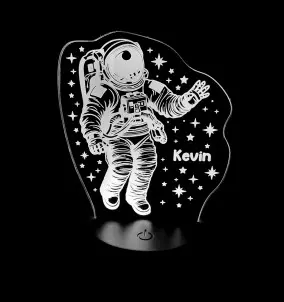 Astronaut 3D LED Night Light / Lamp With Custom Name. Great Gift for Kids.