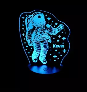 Astronaut 3D LED Night Light / Lamp With Custom Name. Great Gift for Kids.