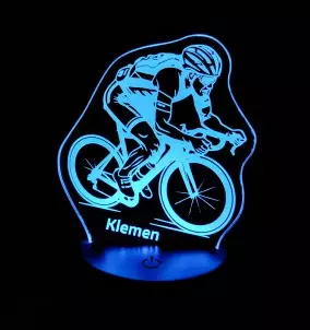 Kolesar - personalizirana LED nočna lučka z imenom - Darilo za ljubitelje kolesarjenja.