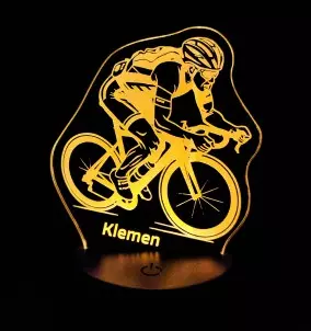 Radfahrer 3D LED Nachtlicht / Lampe mit individuellem Namen - Geschenk für Radfahrer