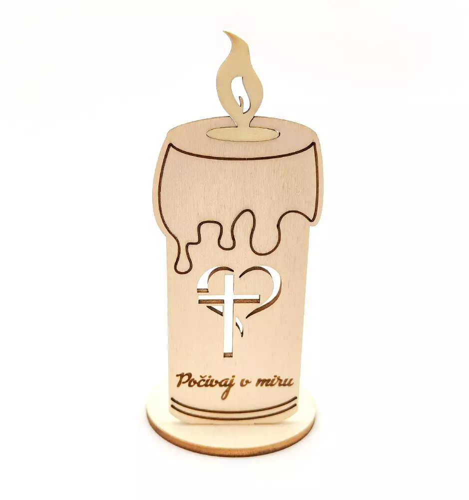 Lesena sveča s personaliziranim napisom po meri - unikaten nagrobni okras - dan spomina