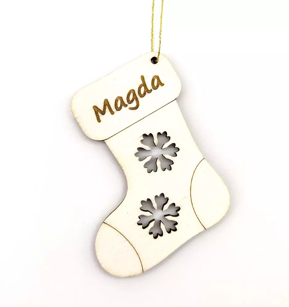 Lesen Božični okrasek v obliki božične nogavice - božična dekoracija z imenom po izbiri.