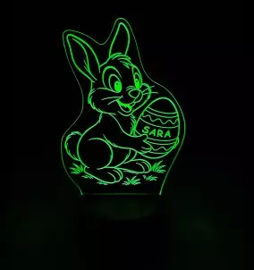 Easter Bunny Night Light With Custom Name On A Easter Egg.