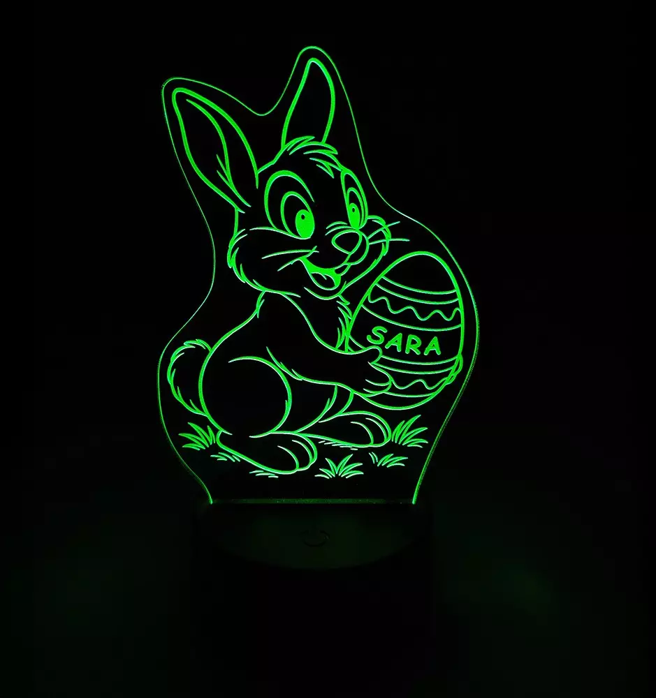 Easter Bunny Night Light With Custom Name On A Easter Egg.