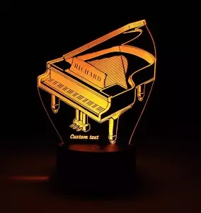 Personalized piano LED night light with custom name engraving – gift for musicians
