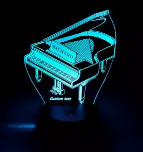 Personalized piano LED night light with custom name engraving – gift for musicians