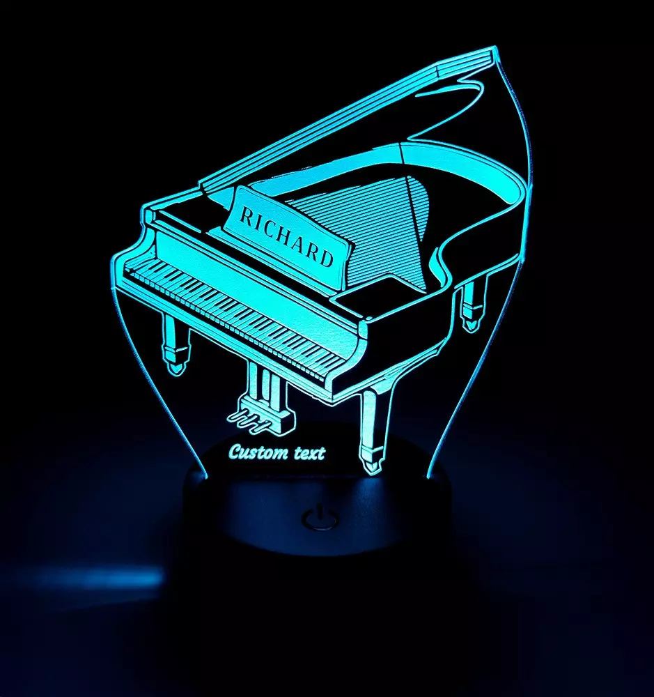 Lampe LED piano personnalisée avec gravure du prénom – cadeau pour pianiste