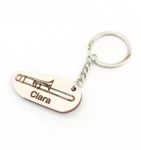 Porte-clés trombone personnalisé avec gravure – cadeau pour musicien