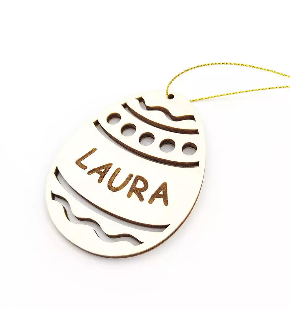 Œuf de Pâques en Bois Personnalisé avec Prénom – Déco ou Étiquette Cadeau Unique-Pâques-Pinedecor