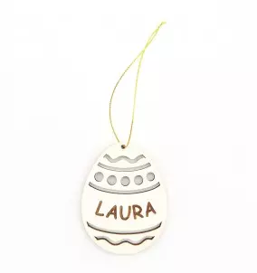 Custom engraved wooden Easter egg with personalized name – Easter decoration or gift tag