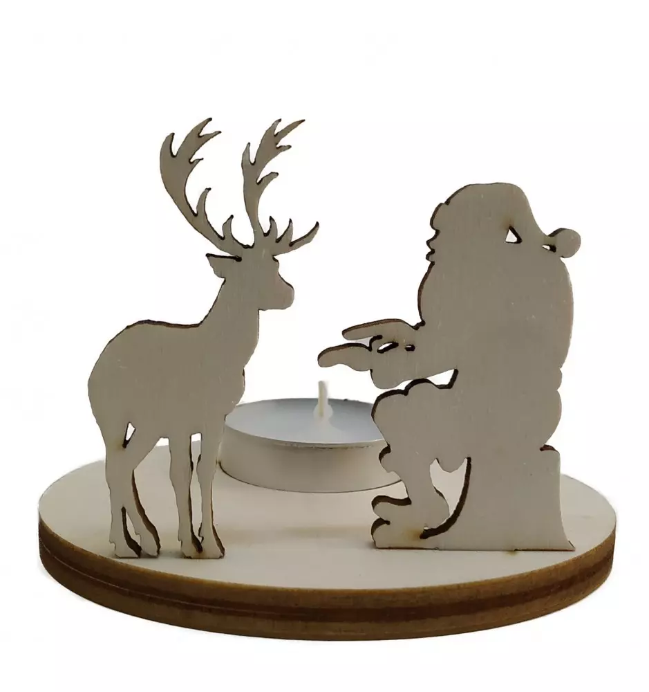 Santa with Reindeer Candle Holder-Candle Holders-Pinedecor