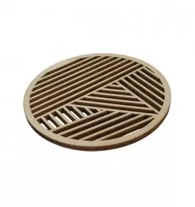 Wooden Cup/Glass Coaster - Geometric Lines Design