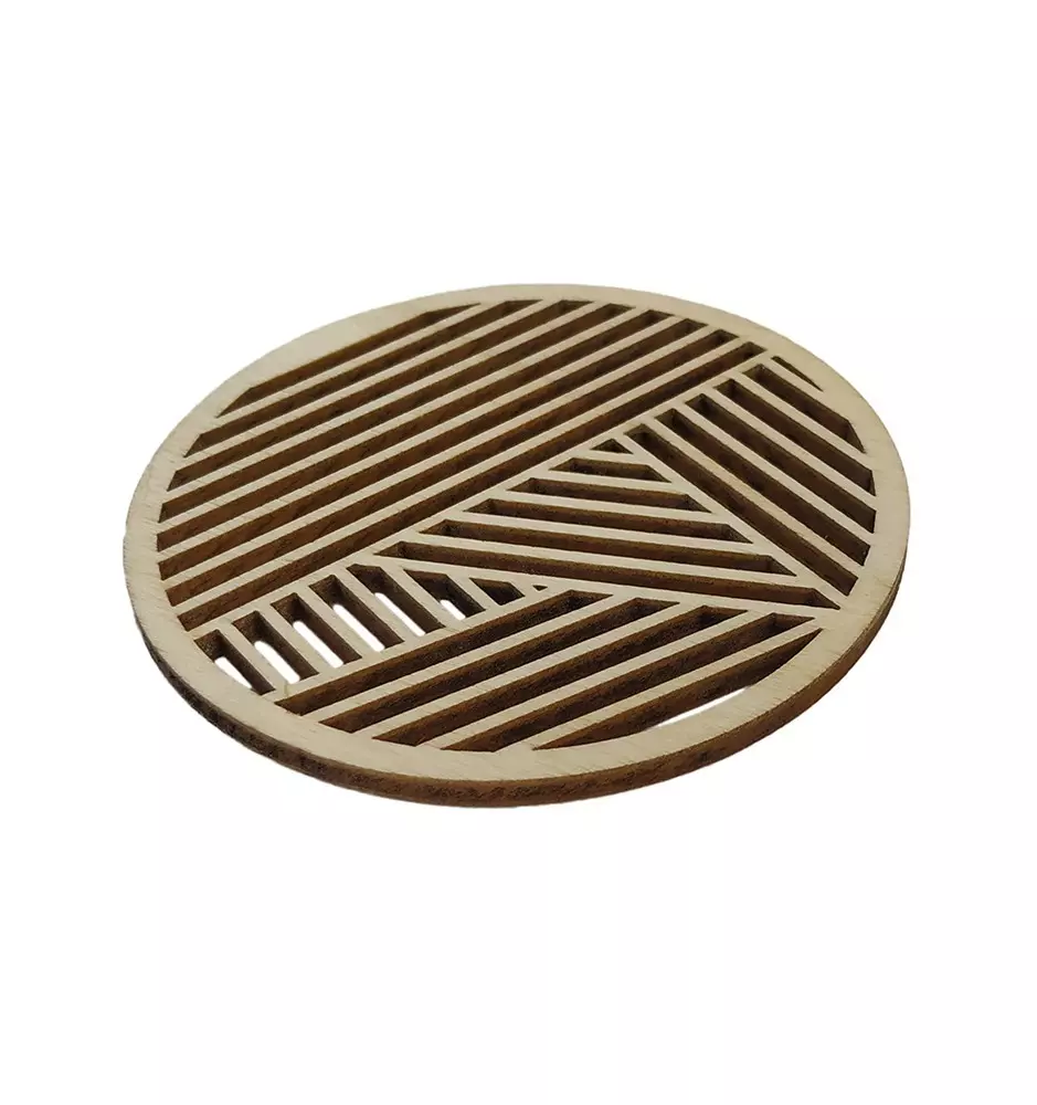 Wooden Coaster - Geometric Lines Design-Coasters-Pinedecor