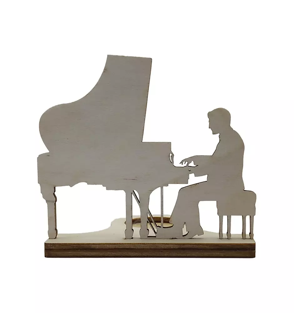 Unique Wooden Candle Holder / Stand Pianist - Piano man