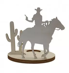 Unique Wooden Candle Holder / Stand Cowboy - Wild West