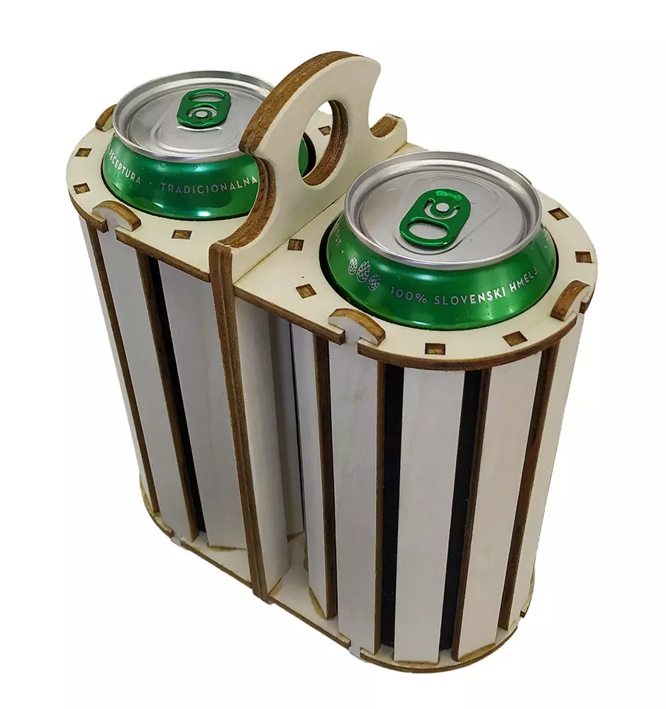 Picknickkorb / Bierkiste aus Holz - Kühlung Bier Dose