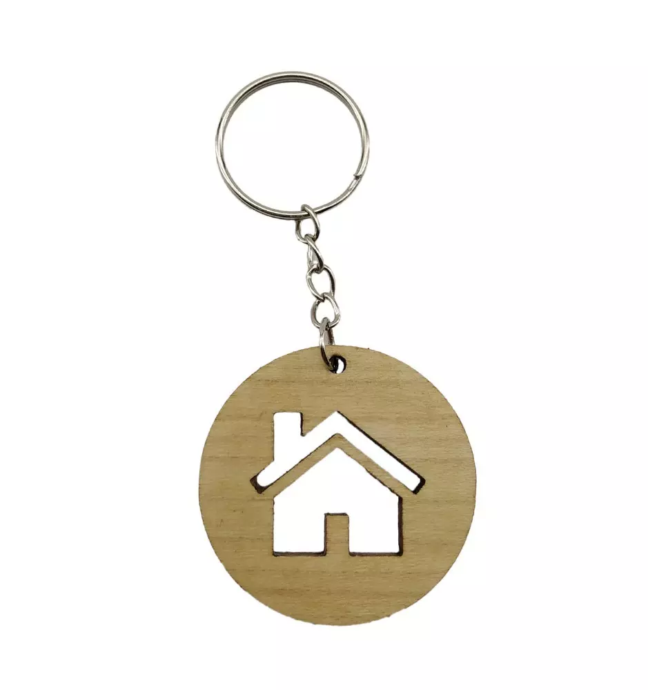 Leseni obesek za ključe v obliki hišice-Obeski za ključe-Pinedecor