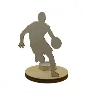 Unique Wooden Candle Holder / Stand Basketball Player Dribbling