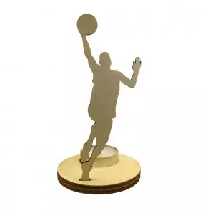 Unique Wooden Candle Holder / Stand Basketball Player Shooting