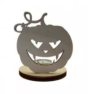 Einzigartiger hölzerner Halloween-Kerzenhalter / Stand-Kürbis