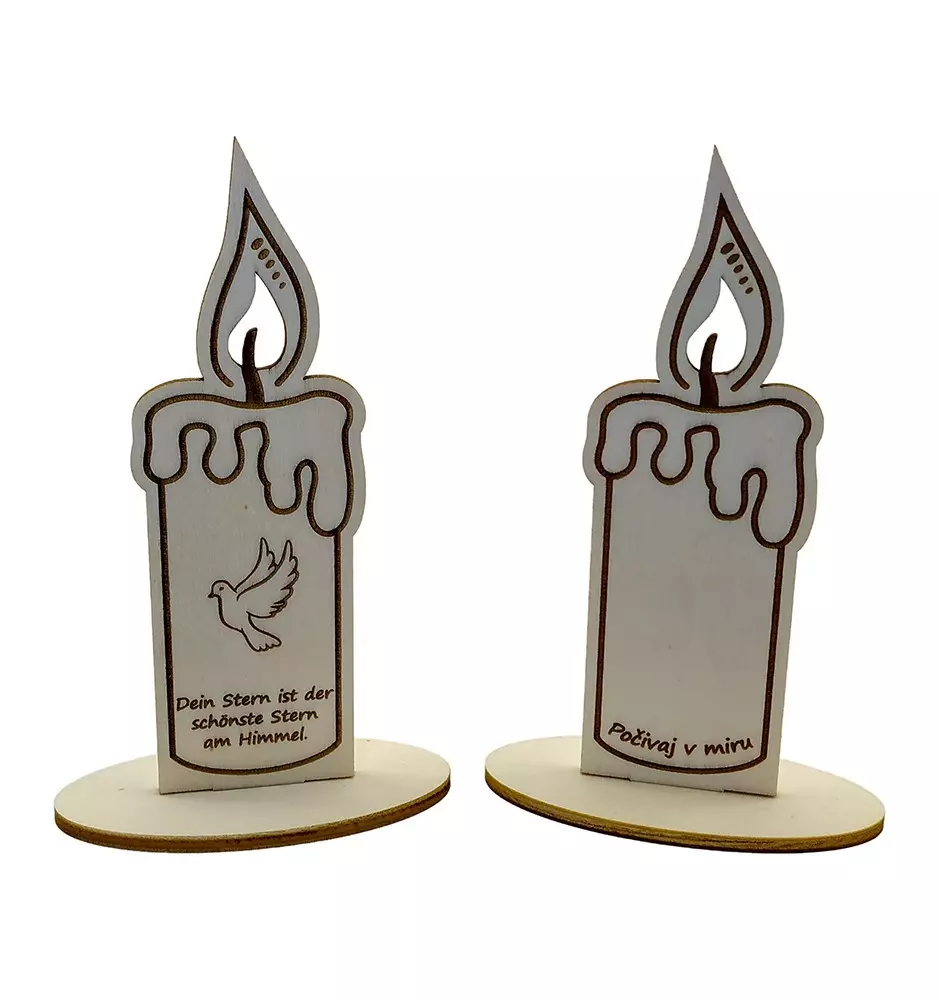 Wooden candle with stand Custom Inscription - All Saints Day