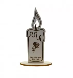 Wooden candle with Stand Inscription - Rose - All Saints Day