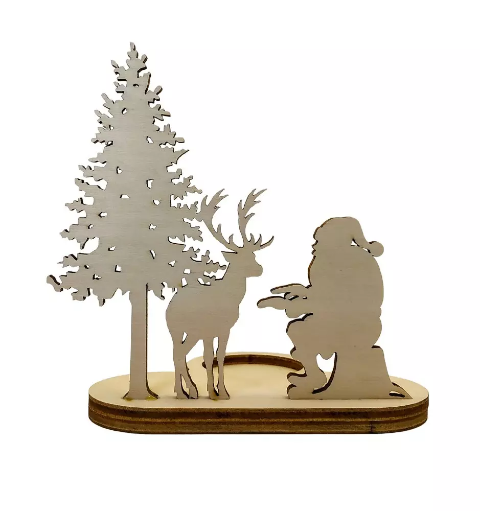 Božična dekoracija - svečnik božiček z jelenčkom
