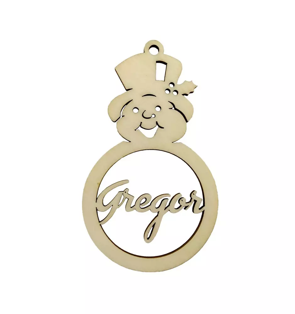 Personalized Snowman Christmas Ornament Decoration made out of wood