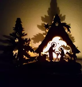 Božična dekoracija - 3D božične jasli držalo za svečke