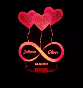 Personalizirana 3D LED lučka v obliki srca - Darilo za valentinovo