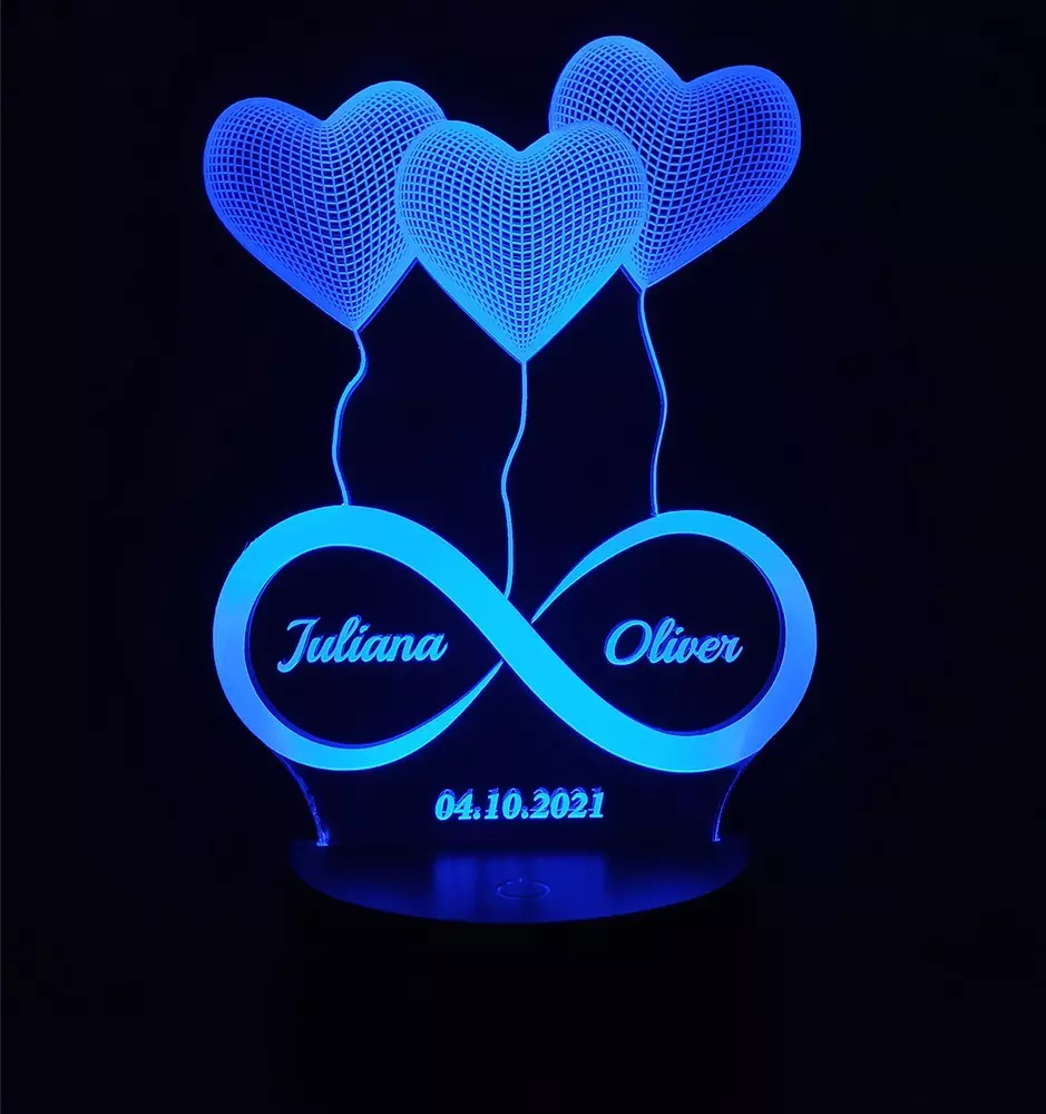 Personalizirana nočna LED lučka v obliki srca - Darilo za valentinovo