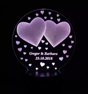 3D LED lučka v obliki srca - Personalizirano darilo za valentinovo