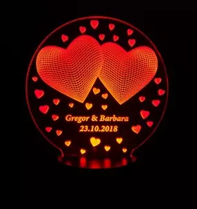 Personalisierte Herz 3D LED Lampe - Personalisierte Valentinstag Geschenke