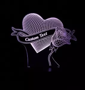 Personalisierte Herz 3D Lampe - Herz & Rose Valentinstag Geschenke
