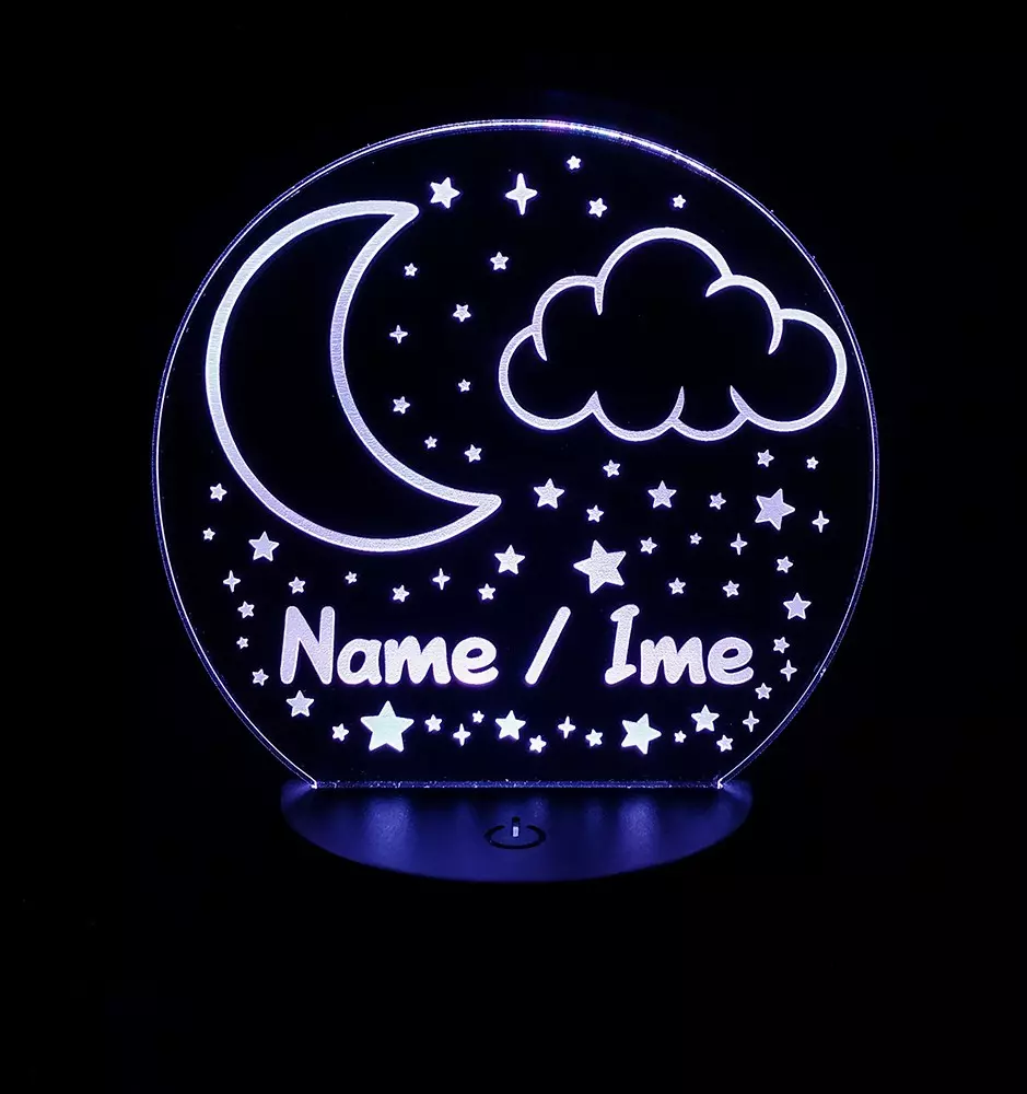 Personalisiertes Geschenk - Sterne & Mond Nachtlicht - Kinder LED-Nachttischlampe