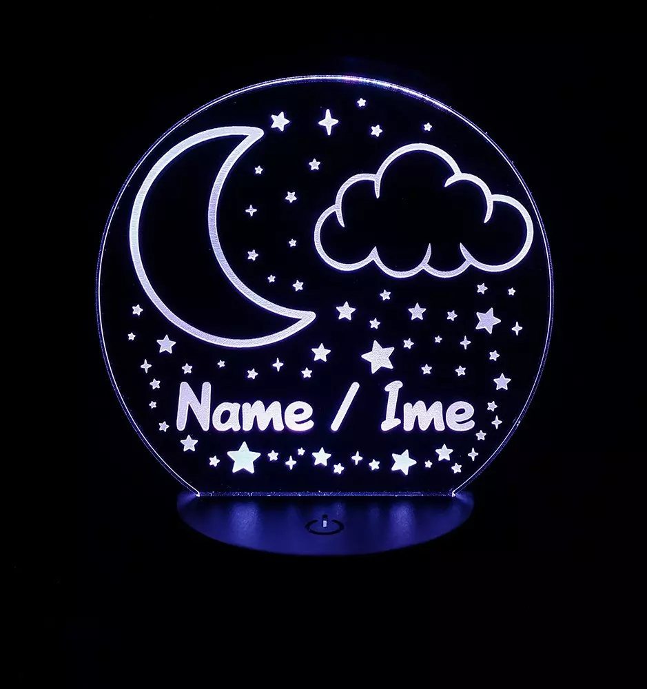 Veilleuse personnalisée pour enfants - Lampe de nuit LED Univers, Étoile, Lune