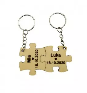 Personalized Matching Interlocking Puzzle Keychain Set - Couple gift idea