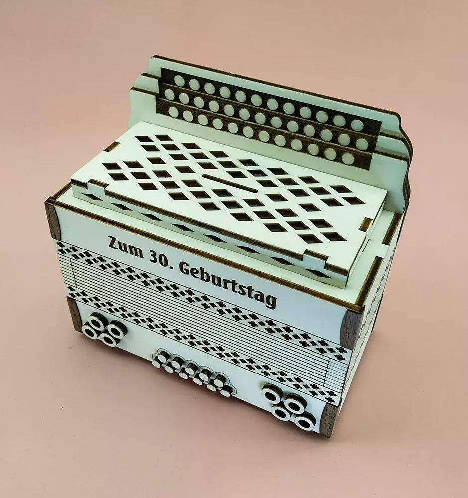 Tirelire en bois en forme d'accordéon avec nom personnalisé-Cadeaux accordéon-Pinedecor
