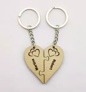 Personalized Valentine's Day Gift Heart-puzzle Keychain Set