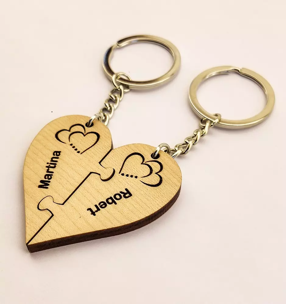 Personalized Matching Heart Keychain Set-Keychains-Pinedecor