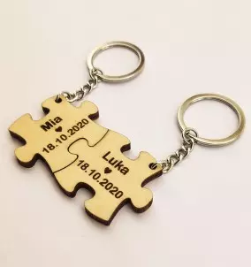 Personalized Puzzle Keychain Set - Valentine's Day Gift